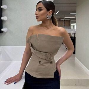 Zara crop top belted trench corset inspired